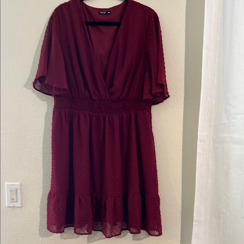 Wild Fable Red Wrap Sundress V-Neck Short Sleeve
